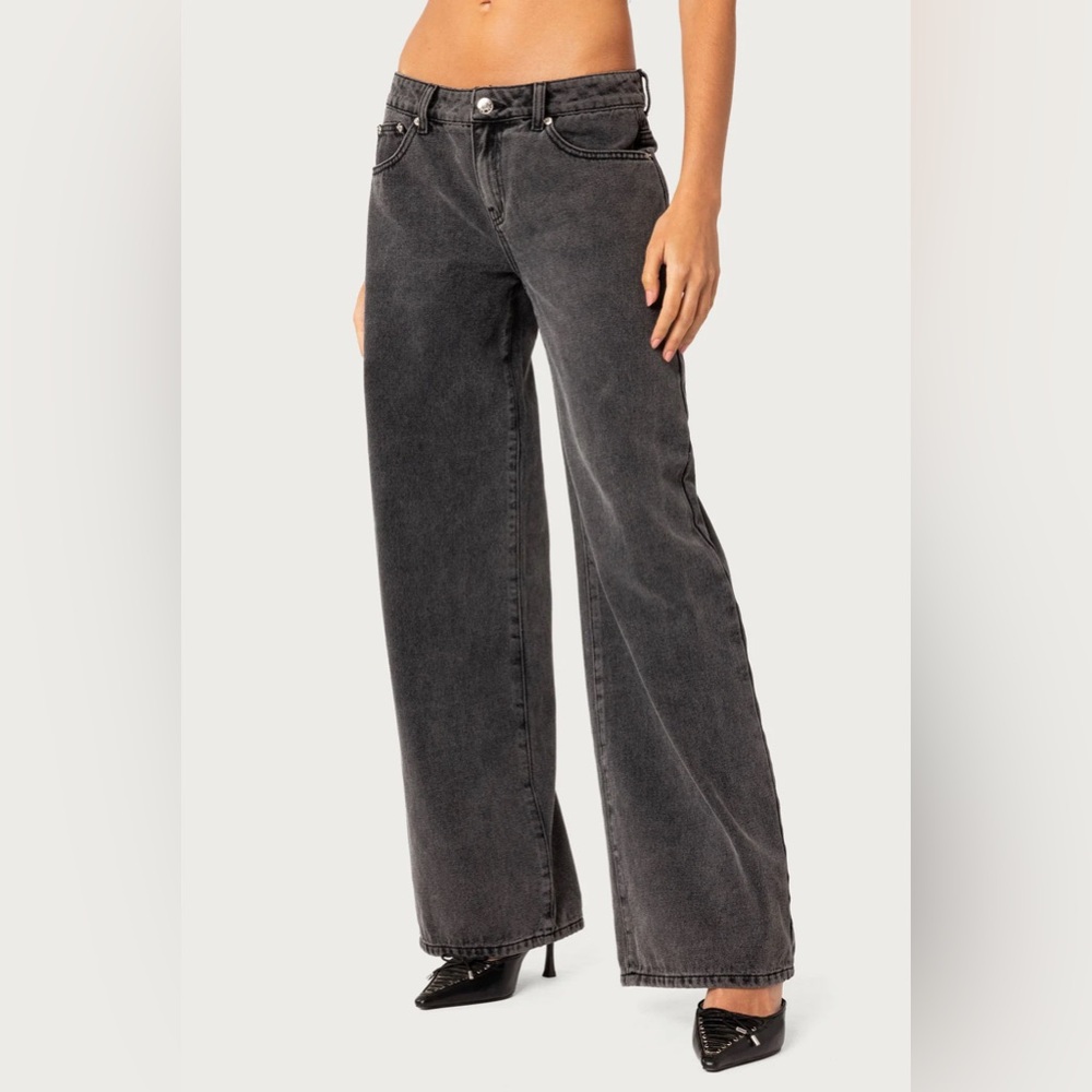 Edikted washed black low rise baggy jean